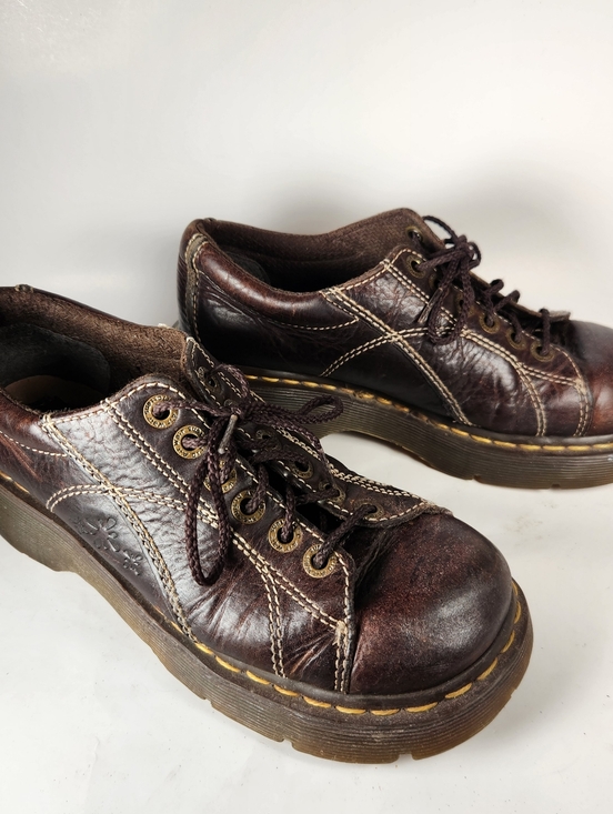 Dr. Martens Shoes - DR MARTENS Women’s Oxford Vintage 90s Brown Platform Chunky Daisy Rustic Shoe